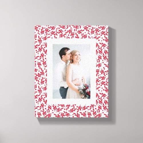 Red and White Holly Berries  Holiday Canvas Print