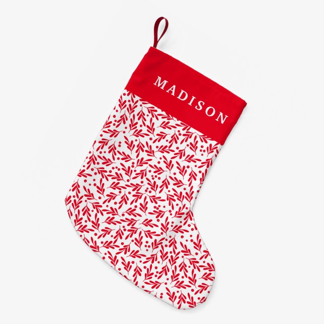 Red and White Holly Berries | Small Christmas Stocking (Front (Hanging))