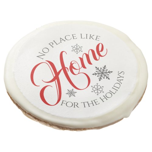 Red and White Home for the Holidays Sugar Cookie