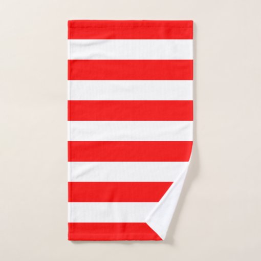 Red and White Horizontal Stripes Bath Towel Set | Zazzle