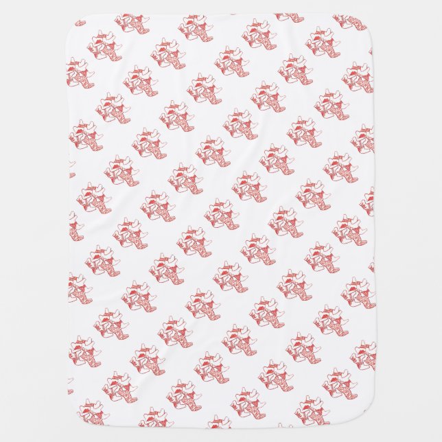 Red and white horses baby blanket (Front)
