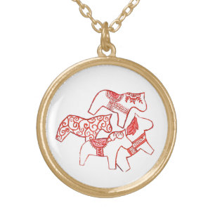 Red and White Horses Necklace