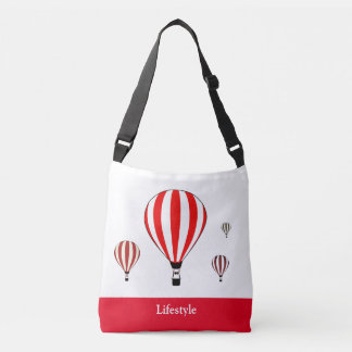 Red and white hot air balloons crossbody bag