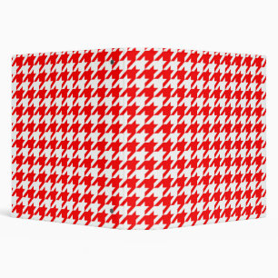 Red and White Houndstooth Check 3 Ring Binder