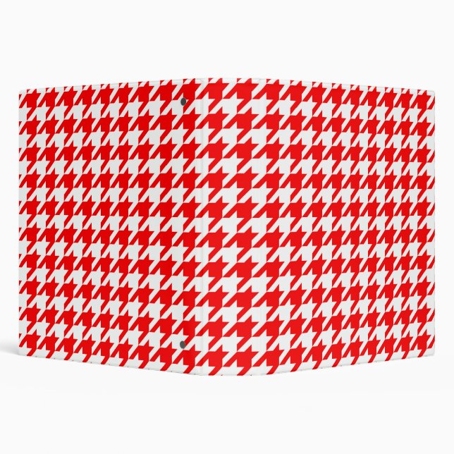 Red and White Houndstooth Check 3 Ring Binder (Background)
