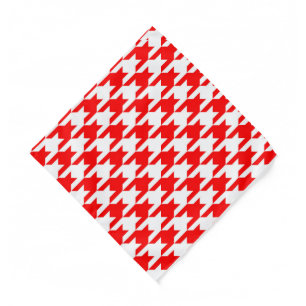 Red and White Houndstooth Check Bandana
