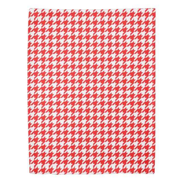 Red and White Houndstooth Check Duvet Cover (Front)