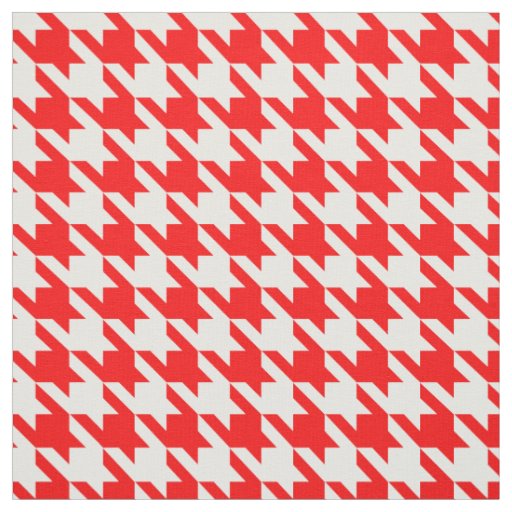 Red and White Houndstooth Check Fabric