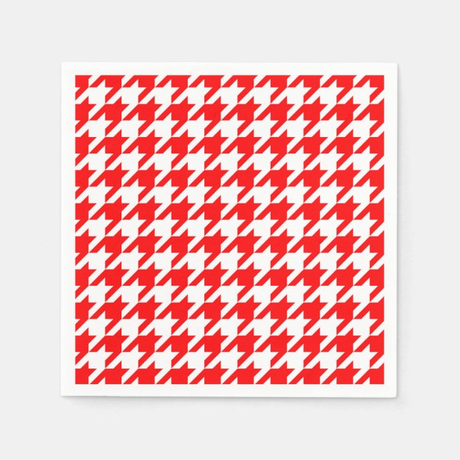 Red and White Houndstooth Check Napkins (Front)