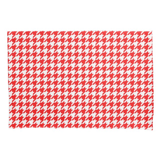 Red and White Houndstooth Check Pillow Case (Front)