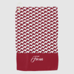 Red and white houndstooth pattern monogram golf towel