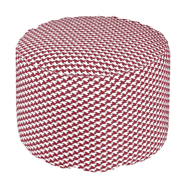 Red and white houndstooth pattern pouf (Angled Front)