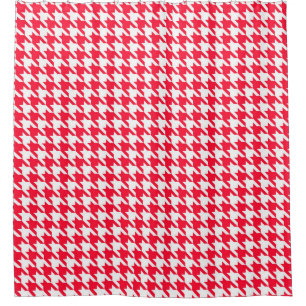 Red and White Houndstooth Pattern Shower Curtain