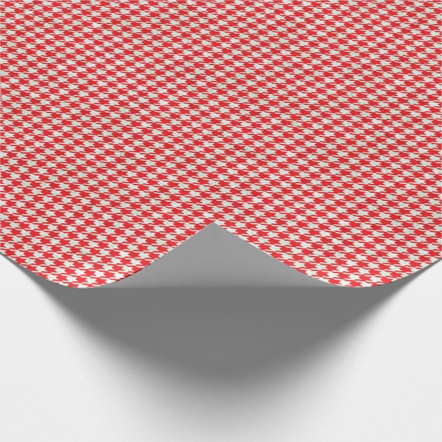 Red and White Houndstooth Pattern Wrapping Paper (Corner)