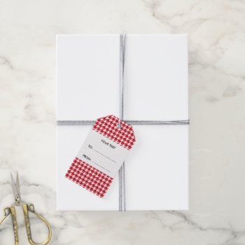Red And White Houndstooth Your Monogram Gift Tags by GraphicsByMimi at Zazzle