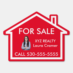 Red and White House For Sale Real Estate Sign