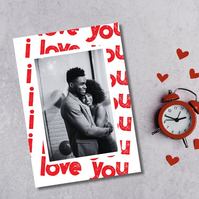 Red and white I love you photo Valentine’s Day  Note Card (Creator Uploaded)