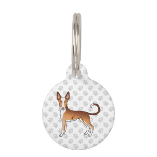 Red And White Ibizan Hound Smooth Coat Cartoon Dog Pet ID Tag