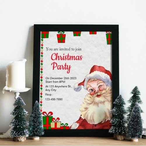 red and white invitation Christmas