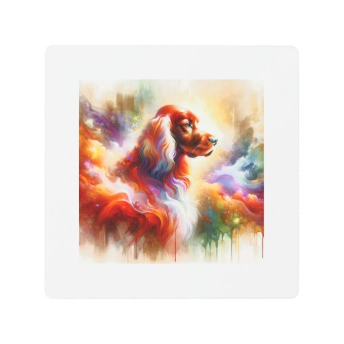 Red and White Irish Setter AREF802 _ Watercolor Metal Print
