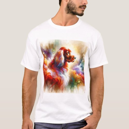 Red and White Irish Setter AREF802 _ Watercolor T_Shirt