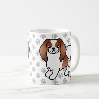 Red And White Japanese Chin Cartoon Dog &amp; Paws Coffee Mug