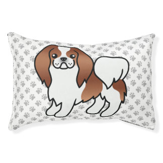 Red And White Japanese Chin Cartoon Dog &amp; Paws Pet Bed