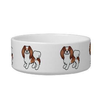 Red And White Japanese Chin Cute Cartoon Dogs Bowl