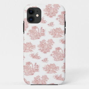 Red and white Jouy print iPhone 11 Case