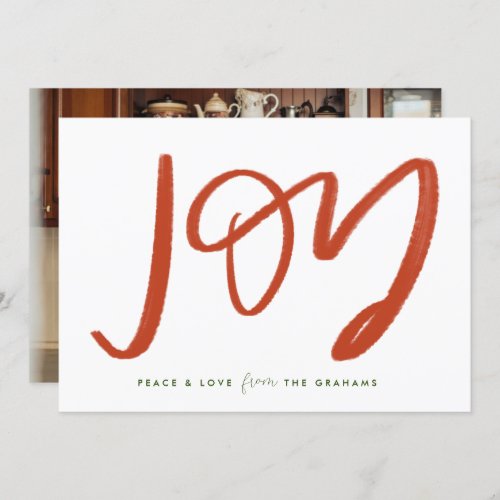 Red and White Joy Photo Flat Holiday Card