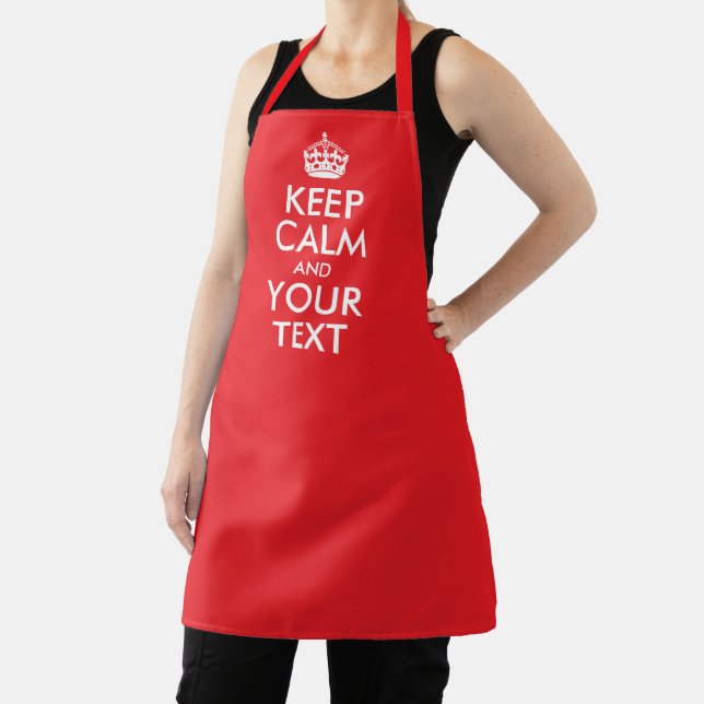 Red and White Keep Calm and Your Text Apron (Insitu)