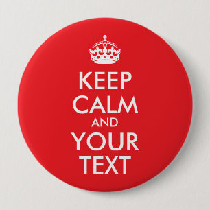 Red and White Keep Calm and Your Text Button