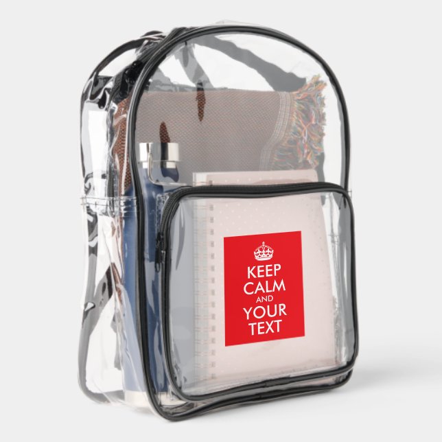 Red and White Keep Calm and Your Text Clear Backpack (Right)