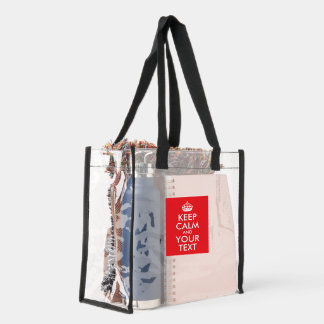 Red and White Keep Calm and Your Text Clear Tote Bag