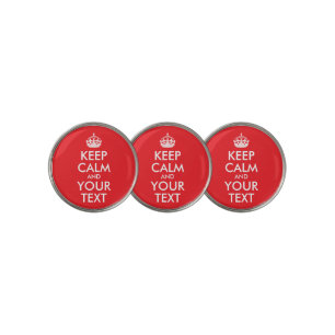 Red and White Keep Calm and Your Text Golf Ball Marker