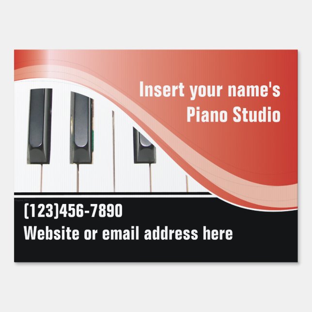 Red and White Keyboard Teacher Yard Sign (Front)