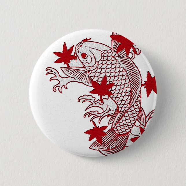 Red and White Koi Button (Front)
