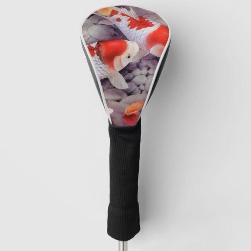 Red and White Koi Fish Pond Golf Head Cover