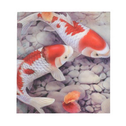 Red and White Koi Fish Pond Notepad