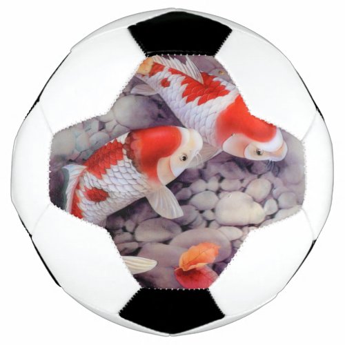 Red and White Koi Fish Pond Soccer Ball