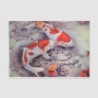 Red and White Koi Fish Pond Tissue Paper