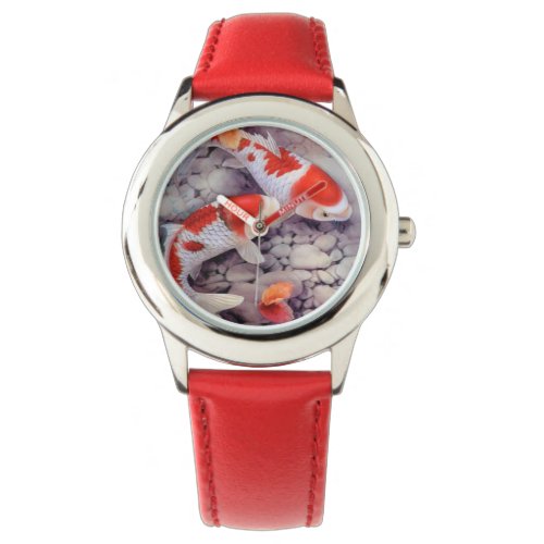 Red and White Koi Fish Pond Watch