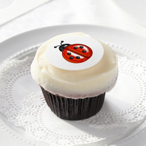 Red And White Ladybugs Cupcake Toppers Edible Frosting Rounds