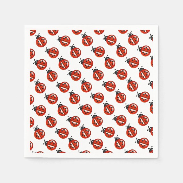 Red And White Ladybugs Paper Napkins (Front)