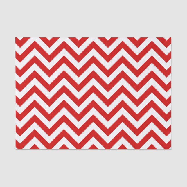 Red and White Large Chevron ZigZag Pattern Tissue Paper (Front)