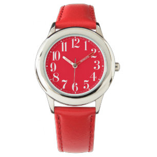 Red and White Large Numbered Kids Watch