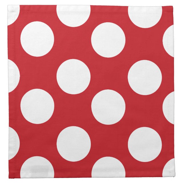 Red and White Large Polka Dot Print Cloth Napkins (Front)