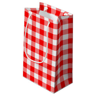 Red and White Large Size Gingham Checks Small Gift Bag