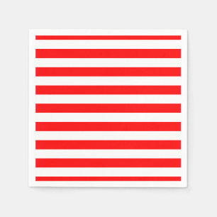 Red and White Large Size Horizontal Stripes Paper Napkins