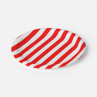 Red and White Large Size Stripes Paper Plates